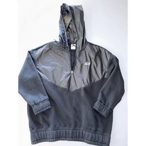 Nike Sportswear Fleece‎ Windbreaker Hoodie Black Pullover Half Zip S Women's